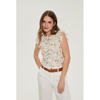 Marisse Dámske Tričko Off White Modrá L Marisse Dámske Tričko Off White Modrá L
