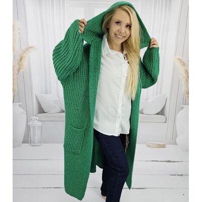 Pri Long Warm Cardigan Sweater Thick Weave Valeria Zelená M Pri Long Warm Cardigan Sweater Thick Weave Valeria Zelená M