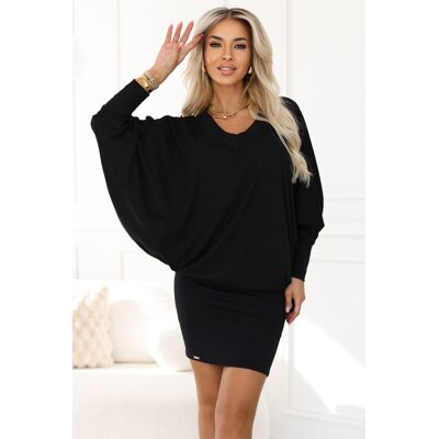 NUMOCO 402-10 Comfortable Batwing Dress With Long Sleeves - Black Čierna Xxl NUMOCO 402-10 Comfortable Batwing Dress With Long Sleeves - Black Čierna Xxl