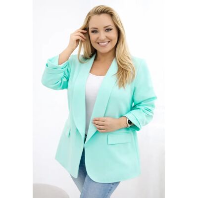 Kesi Włoski Elegantný Dámsky Sako Plus Size V Svetlom Mätovom Odtieni Biela One Size Kesi Włoski Elegantný Dámsky Sako Plus Size V Svetlom Mätovom Odtieni Biela One Size