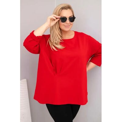Kesi Włoski Dámska Blúzka Plus Size S Bavlnou S Dlhým Rukávom A Nariasením Červená Čierna One Size Kesi Włoski Dámska Blúzka Plus Size S Bavlnou S Dlhým Rukávom A Nariasením Červená Čierna One Size