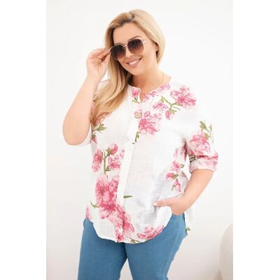 Kesi Włoski Dámska Plus-Size Blúzka S Kvetinovým Vzorom Biela One Size Kesi Włoski Dámska Plus-Size Blúzka S Kvetinovým Vzorom Biela One Size