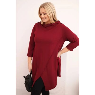 Kesi Włoski Kesi Dámska Asymetrická Blúzka Plus Size Tmavočervená One Size Kesi Włoski Kesi Dámska Asymetrická Blúzka Plus Size Tmavočervená One Size