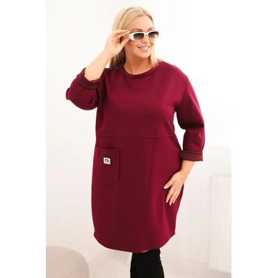 Kesi Włoski Dámska Sukňa Plus Size Maslo S Vreckom A Rukávom 3/4 Slivková Tmavočervená One Size Kesi Włoski Dámska Sukňa Plus Size Maslo S Vreckom A Rukávom 3/4 Slivková Tmavočervená One Size