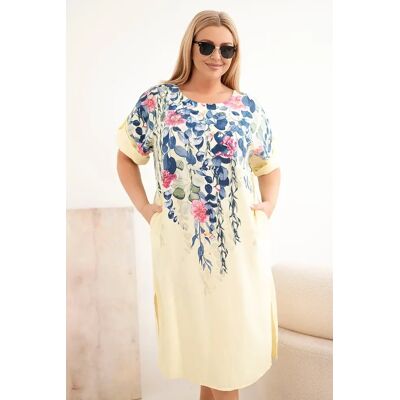 Kesi Włoski Dámske Viskózové Plus-Size Šaty S Krátkymi Rukávmi Modrá One Size Kesi Włoski Dámske Viskózové Plus-Size Šaty S Krátkymi Rukávmi Modrá One Size
