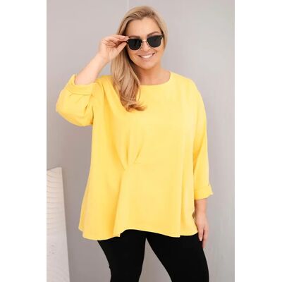 Kesi Włoski Dámska Blúzka Plus Size S Bavlnou A Dlhým Rukávom A Nariasením Žltá Čierna One Size Kesi Włoski Dámska Blúzka Plus Size S Bavlnou A Dlhým Rukávom A Nariasením Žltá Čierna One Size