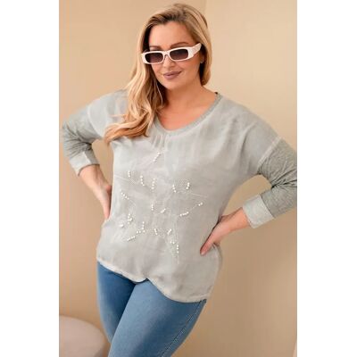 Kesi Włoski Plus Size Blúzka S Potlačou A Perlami Svetlomodrá One Size Kesi Włoski Plus Size Blúzka S Potlačou A Perlami Svetlomodrá One Size