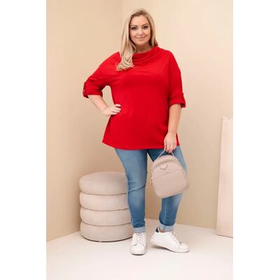 Kesi Włoski Dámska Blúzka Plus Size Z Bavlnou Vo Voľnom Strihu S Vodným Výstrihom Červená Svetlomodrá One Size Kesi Włoski Dámska Blúzka Plus Size Z Bavlnou Vo Voľnom Strihu S Vodným Výstrihom Červená Svetlomodrá One Size