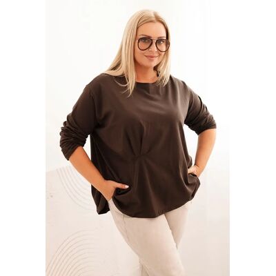 Kesi Włoski Dámska Blúzka Plus Size Z Bavlnou S Vreckom A Zrolovaným Rukávom Kiwi Hnedá One Size Kesi Włoski Dámska Blúzka Plus Size Z Bavlnou S Vreckom A Zrolovaným Rukávom Kiwi Hnedá One Size