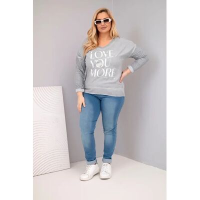 Kesi Włoski Dámska Blúzka Plus Size S Potlačou Love You More Šedá Biela One Size Kesi Włoski Dámska Blúzka Plus Size S Potlačou Love You More Šedá Biela One Size