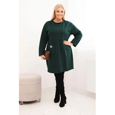 Kesi Włoski Dámska Sukňa Plus Size Maslová S Vreckom A Rukávom 3/4 Tmavozelená Zelená One Size Kesi Włoski Dámska Sukňa Plus Size Maslová S Vreckom A Rukávom 3/4 Tmavozelená Zelená One Size