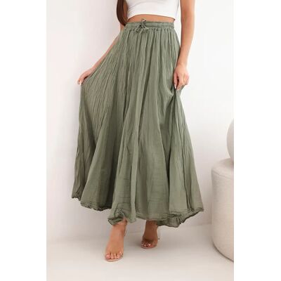 Kesi Włoski Dámska Maxi Sukňa S Elastickým Pásom Kaki One Size Kesi Włoski Dámska Maxi Sukňa S Elastickým Pásom Kaki One Size