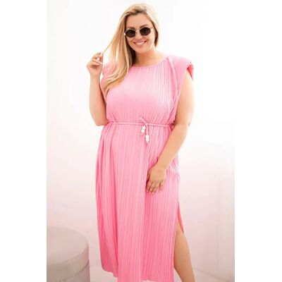 Kesi Włoski Kesi Talianske Plisované Šaty Plus Size Ružové Biela One Size Kesi Włoski Kesi Talianske Plisované Šaty Plus Size Ružové Biela One Size
