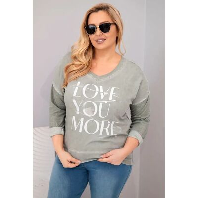 Kesi Włoski Dámska Blúzka Plus Size S Potlačou Love You More Khaki Biela One Size Kesi Włoski Dámska Blúzka Plus Size S Potlačou Love You More Khaki Biela One Size