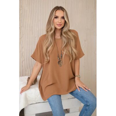 Kesi Włoski Kesi Oversize Blúzka S Príveskom Svetlá Camel Hnedá One Size Kesi Włoski Kesi Oversize Blúzka S Príveskom Svetlá Camel Hnedá One Size