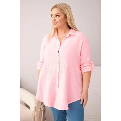 Kesi Włoski Bavlnená Mušelínová Košeľa Plus Size Cukríková Ružová Ružová One Size Kesi Włoski Bavlnená Mušelínová Košeľa Plus Size Cukríková Ružová Ružová One Size