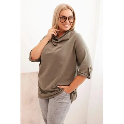 Kesi Włoski Dámska Blúzka Plus Size Z Bavlnou S Voľným Strihom A Vodným Výstrihom Khaki Šedá One Size Kesi Włoski Dámska Blúzka Plus Size Z Bavlnou S Voľným Strihom A Vodným Výstrihom Khaki Šedá One Size