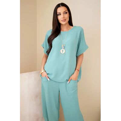 Kesi Włoski Kesi Set Blúzka A Nohavice Tmavá Mint Hnedá One Size Kesi Włoski Kesi Set Blúzka A Nohavice Tmavá Mint Hnedá One Size