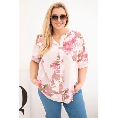 Kesi Włoski Kesi Plus Size Dámska Blúzka S Kvetinovým Vzorom Ružová One Size Kesi Włoski Kesi Plus Size Dámska Blúzka S Kvetinovým Vzorom Ružová One Size