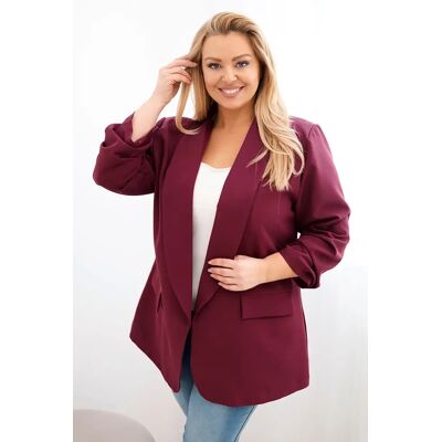 Kesi Włoski Elegantný Plus Size Dámsky Sako V Slivkovej Farbe Modrá One Size Kesi Włoski Elegantný Plus Size Dámsky Sako V Slivkovej Farbe Modrá One Size