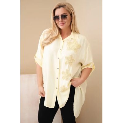 Kesi Włoski Dámska Plus Size Košeľa S Kvetinovou Výšivkou Čierna One Size Kesi Włoski Dámska Plus Size Košeľa S Kvetinovou Výšivkou Čierna One Size