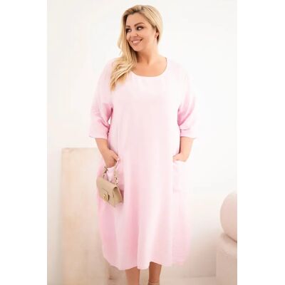 Kesi Włoski Plus Size Ružové Šaty S Vreckami Ružová One Size Kesi Włoski Plus Size Ružové Šaty S Vreckami Ružová One Size