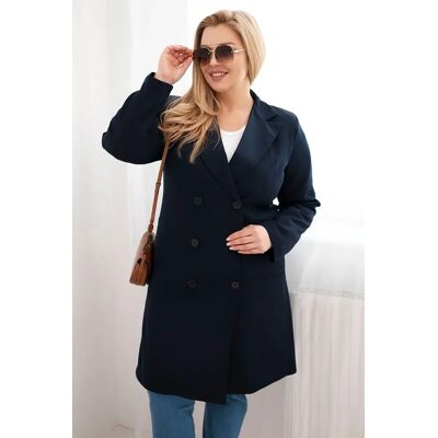 Dvojradový Kabát Kesi Włoski Plus Size Modrá One Size Dvojradový Kabát Kesi Włoski Plus Size Modrá One Size