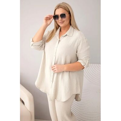 Kesi Włoski Dámsky Plus-Size Mušelínový Komplet Biela One Size Kesi Włoski Dámsky Plus-Size Mušelínový Komplet Biela One Size