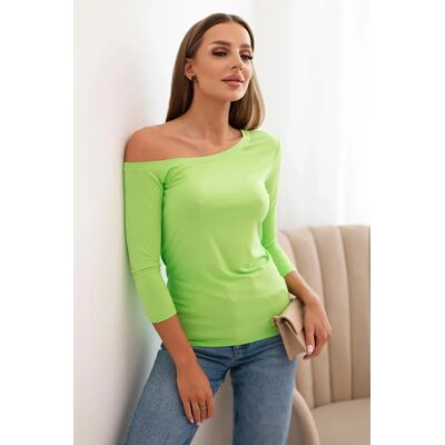 Kesi Dámska Blúzka S Odhaleným Ramenom Z Viskózy S 3/4 Rukávom Svetlozelená Biela One Size Kesi Dámska Blúzka S Odhaleným Ramenom Z Viskózy S 3/4 Rukávom Svetlozelená Biela One Size