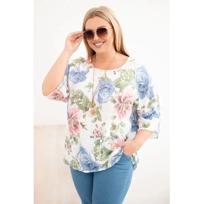 Kesi Włoski Dámska Plus-Size Blúzka S Kvetinovým Vzorom Biela One Size Kesi Włoski Dámska Plus-Size Blúzka S Kvetinovým Vzorom Biela One Size