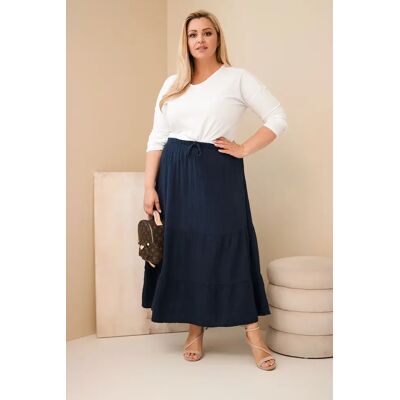 Kesi Włoski Dámska Plus Size Mušelínová Sukňa S Volánom Modrá One Size Kesi Włoski Dámska Plus Size Mušelínová Sukňa S Volánom Modrá One Size