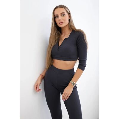 Kesi Ribbed Crop Top Set Made Of Graphite Fialová One Size Kesi Ribbed Crop Top Set Made Of Graphite Fialová One Size