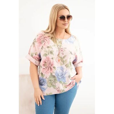 Kesi Włoski Kesi Plus Size Blúzka S Krátkym Rukávom, Kvetovaná Modrá One Size Kesi Włoski Kesi Plus Size Blúzka S Krátkym Rukávom, Kvetovaná Modrá One Size