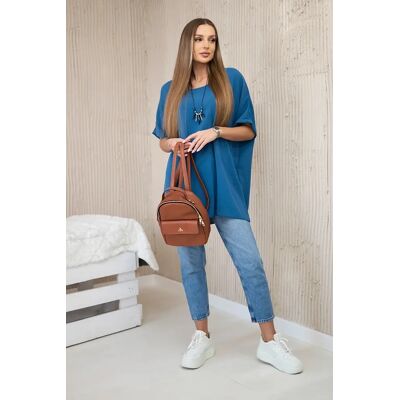 Kesi Włoski Oversized Blúzka S Príveskom Džínsy Modrá One Size Kesi Włoski Oversized Blúzka S Príveskom Džínsy Modrá One Size