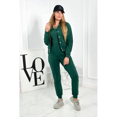 Kesi Set Of 3in1 Sweatshirt With Press Studs + Top + Green Pants Zelená One Size Kesi Set Of 3in1 Sweatshirt With Press Studs + Top + Green Pants Zelená One Size