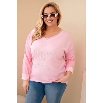 Kesi Włoski Plus Size Blúzka S Potlačou A Perlami Biela One Size Kesi Włoski Plus Size Blúzka S Potlačou A Perlami Biela One Size