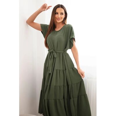 Kesi Włoski Dámske Viskózové Šaty S Opaskom Khaki Kaki One Size Kesi Włoski Dámske Viskózové Šaty S Opaskom Khaki Kaki One Size