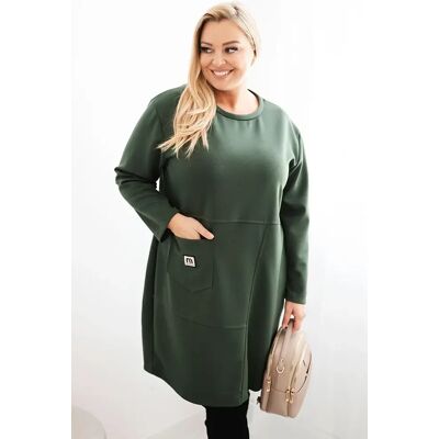 Kesi Włoski Dámska Sukňa Plus Size S Vreckom A 3/4 Rukávom Maslo Khaki Zelená One Size Kesi Włoski Dámska Sukňa Plus Size S Vreckom A 3/4 Rukávom Maslo Khaki Zelená One Size