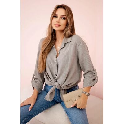 Kesi Włoski Bavlnená Mušelínová Košeľa Oversize Fango Hnedá One Size Kesi Włoski Bavlnená Mušelínová Košeľa Oversize Fango Hnedá One Size
