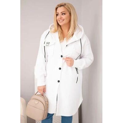 Kesi Włoski Dámsky Plus Size Kabát S Kapucňou, Biely Biela One Size Kesi Włoski Dámsky Plus Size Kabát S Kapucňou, Biely Biela One Size