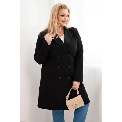 Kesi Włoski Kesi Plus Size Dvojradový Dámsky Kabát Čierny Čierna One Size Kesi Włoski Kesi Plus Size Dvojradový Dámsky Kabát Čierny Čierna One Size