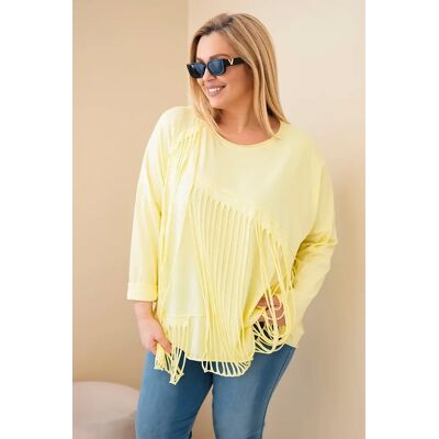 Kesi Włoski Plus Size Dámska Blúzka S třásněmi Žltá Svetlomodrá One Size Kesi Włoski Plus Size Dámska Blúzka S třásněmi Žltá Svetlomodrá One Size