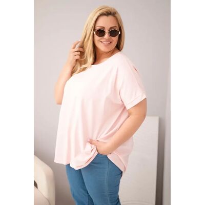 Kesi Włoski Kesi Plus-Size Bavlnená Blúzka Ružová Svetlomodrá One Size Kesi Włoski Kesi Plus-Size Bavlnená Blúzka Ružová Svetlomodrá One Size