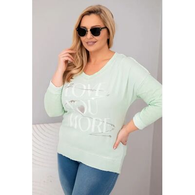 Kesi Włoski Dámska Blúzka Plus Size S Nápisom Love You More Mentolová Šedá One Size Kesi Włoski Dámska Blúzka Plus Size S Nápisom Love You More Mentolová Šedá One Size