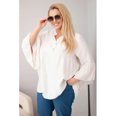 Kesi Włoski Plus Size Dámska Blúzka Kesi S Volánovými Rukávmi Modrá One Size Kesi Włoski Plus Size Dámska Blúzka Kesi S Volánovými Rukávmi Modrá One Size