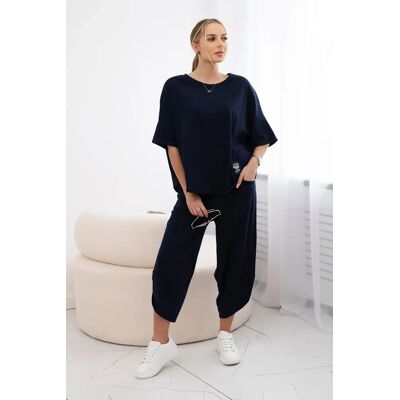 Kesi Włoski Bavlnená Súprava Blúzka + Nohavice Námornícka Modrá Čierna One Size Kesi Włoski Bavlnená Súprava Blúzka + Nohavice Námornícka Modrá Čierna One Size