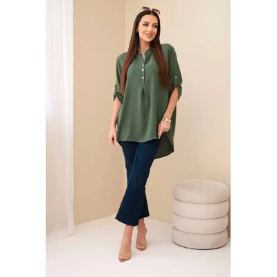 Kesi Włoski Dámska Blúzka S Predĺženým Chrbtom Kaki One Size Kesi Włoski Dámska Blúzka S Predĺženým Chrbtom Kaki One Size