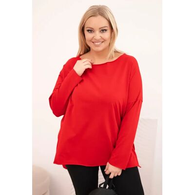 Kesi Dámska Blúzka Plus Size Asymetrická S Dlhým Rukávom Červená Čierna One Size Kesi Dámska Blúzka Plus Size Asymetrická S Dlhým Rukávom Červená Čierna One Size