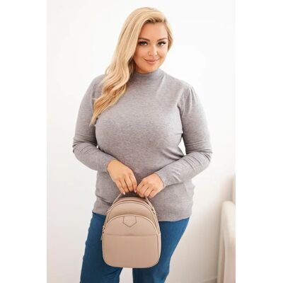 Kesi Włoski Dámsky Sveter Plus Size Z Viskózy S Golierom Šedý Modrá One Size Kesi Włoski Dámsky Sveter Plus Size Z Viskózy S Golierom Šedý Modrá One Size