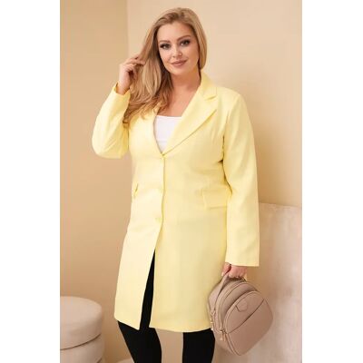 Kesi Włoski Žltý Plus Size Kabát S Golierom Čierna One Size Kesi Włoski Žltý Plus Size Kabát S Golierom Čierna One Size